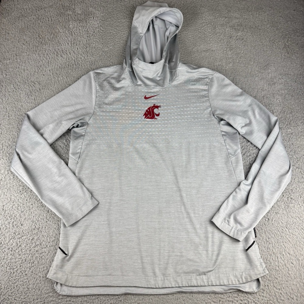 Washington State Cougars Nike Dri-Fit Gray Scuba Hoodie Shirt Men's Medium